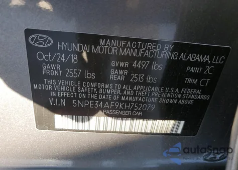 2019 Hyundai Sonata Limited from USA, damaged, VIN 5NPE34AF9KH752079